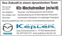 Arbeitsplatz Job Stelle als Kfz-Mechatroniker VZ TZ (m/w/d) Bayern - Burkardroth Vorschau
