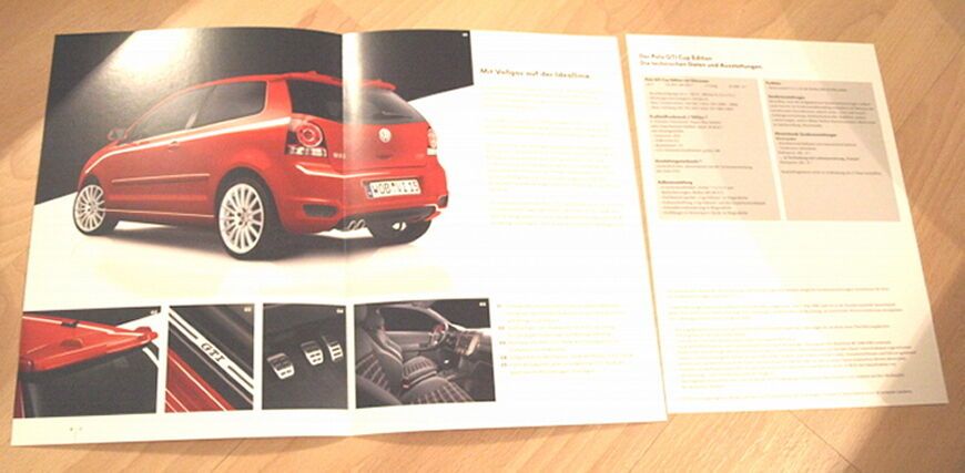 Prospekt VW Polo GTI Cup Edition ( Typ 9N3 ) von 2007 mit 180 PS in Leverkusen