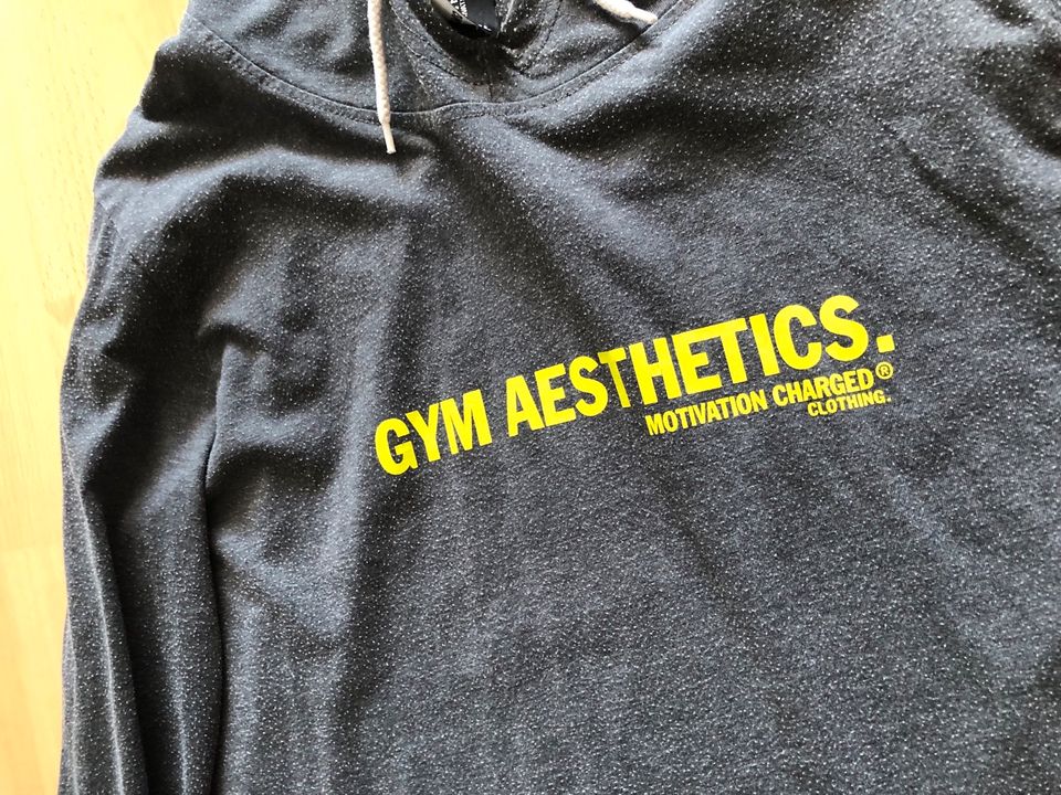 Gym Aesthetics Hoodie Jacke Pullover Gr XL Grau Gelb in Burscheid