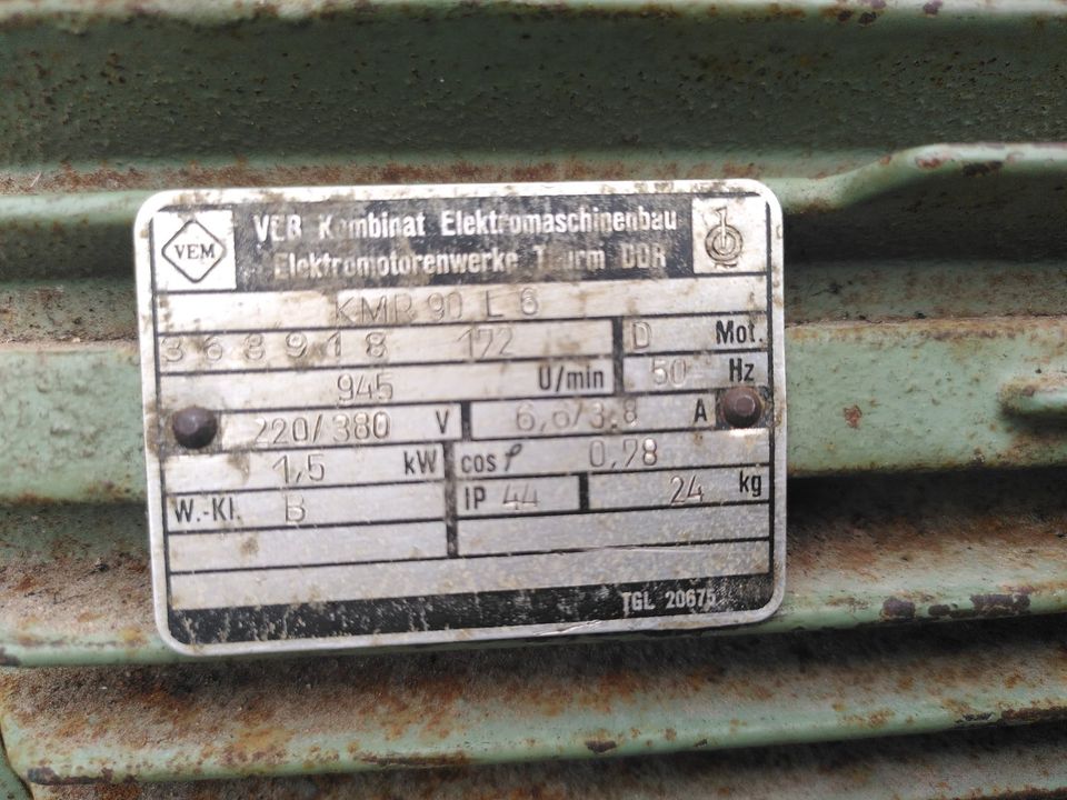 Elektromotor für Kreissäge Kompressor etc 1,5 kW 945 u/min KMP 90 in Heilbad Heiligenstadt