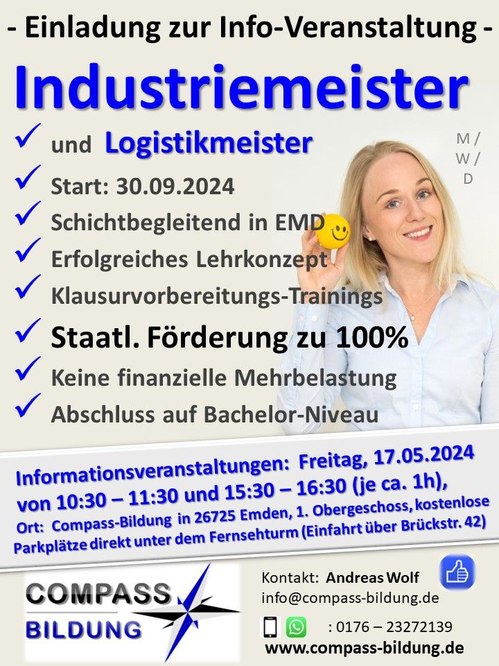 Meisterkurs Industriemeister Logistikmeister Info-Veranstaltung in Emden