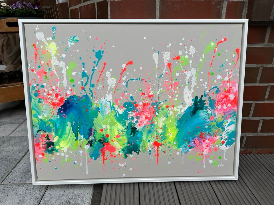 Acryl Bild Abstrakte Kunst Neon Farben Leinwand Hingucker 60x80cm in Nordenham