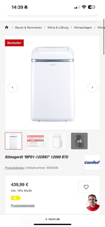 Mobile Klimaanlage / Klimagerät Comfee „MPD1-12CRN7“ 12000 BTU in Köln