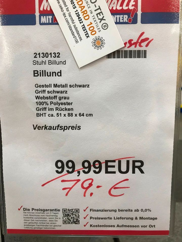 Stuhl Billund Stoff grau Gest. Metall/Griff schwarz statt 99,99€* in Kulmbach