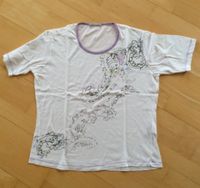Brax T-Shirt Shirt Gr. 42 Weiss mit Flieder Druck Pailletten Niedersachsen - Duderstadt Vorschau