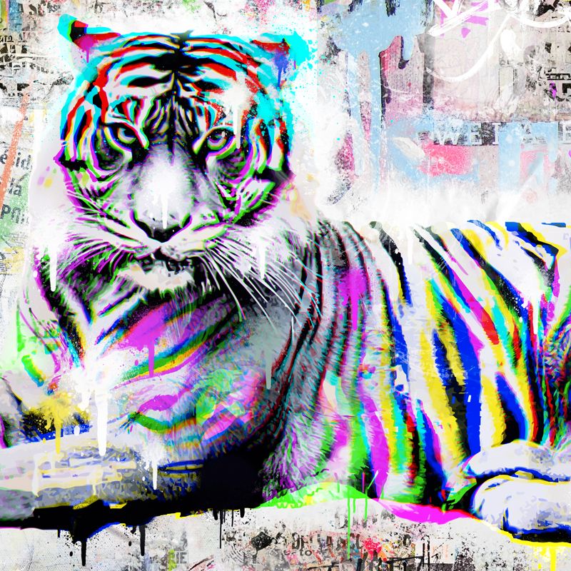 Leinwand POP ART Bild Tiger Graffiti Streetart urban in Berlin