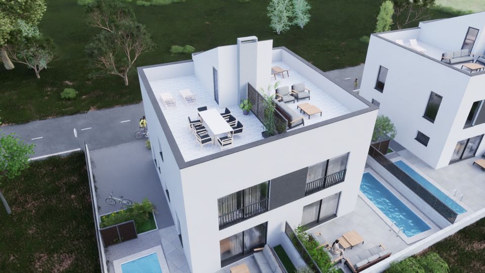 Kroatien Istrien Peroj Duplex-Haus mit Pool, inkl. MwSt, ausgezeichnete Lage nahe dem Meer( 800 m) Dachterrasse mit Aussicht in Freiberg