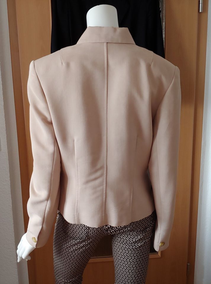 OUI * Blazer Jacke Gr. 40 beige Leinen Zierreißverschlüsse in Bernau