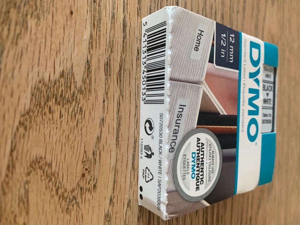 Dymo Schriftband 45013 schwarz / weiß D1 S0720530 12mm neu in Meerbusch