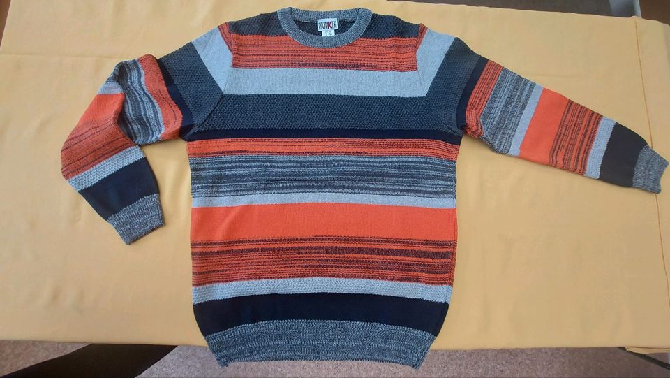 Pullover Herren neu Gr.48 orange/grau gestreift in Schleiz