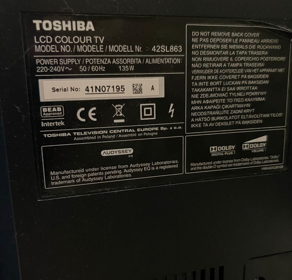 Toshiba LCD Tv (107cm) in Wetter (Ruhr)