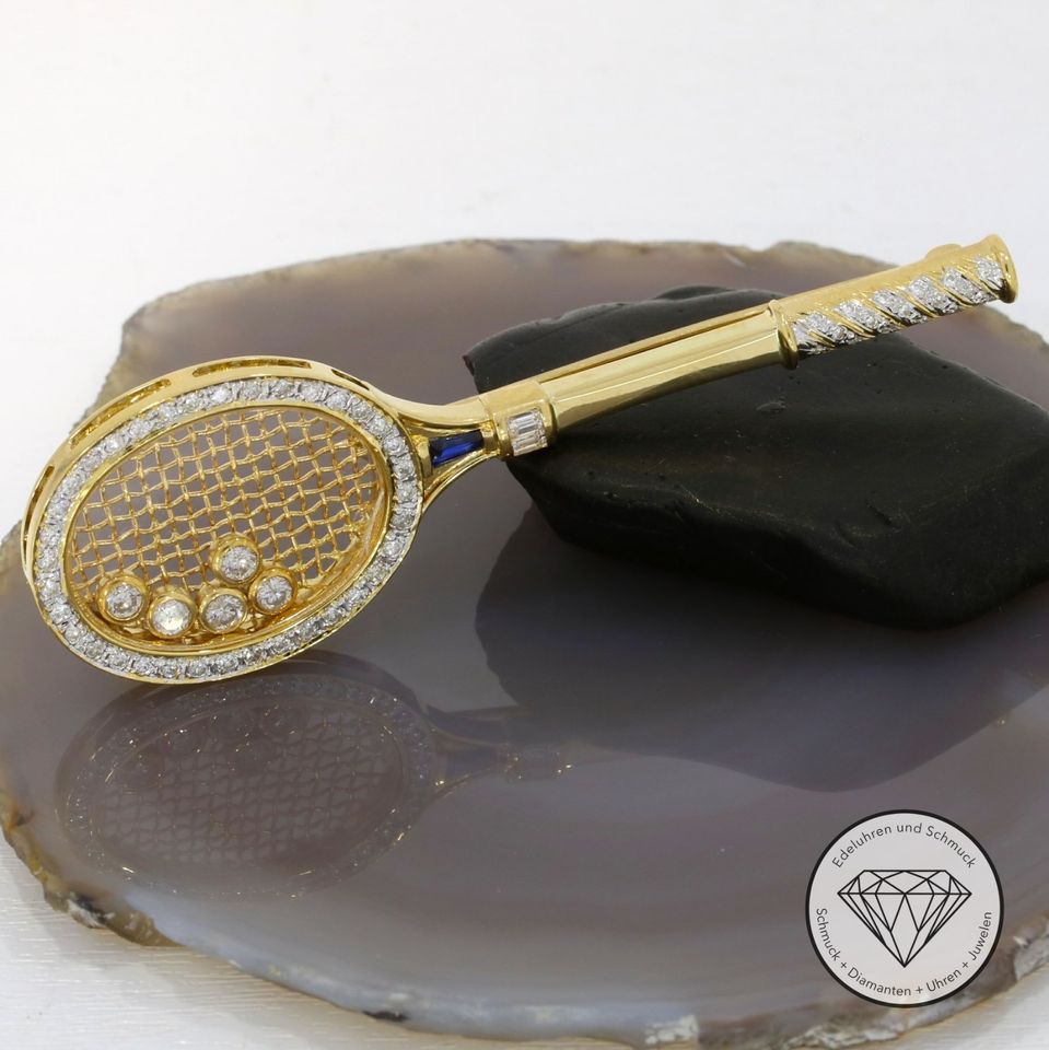 M*198414 Wert 4.150,- Tennis Diamant Brosche 750 Gold 18k XXYY in Essen