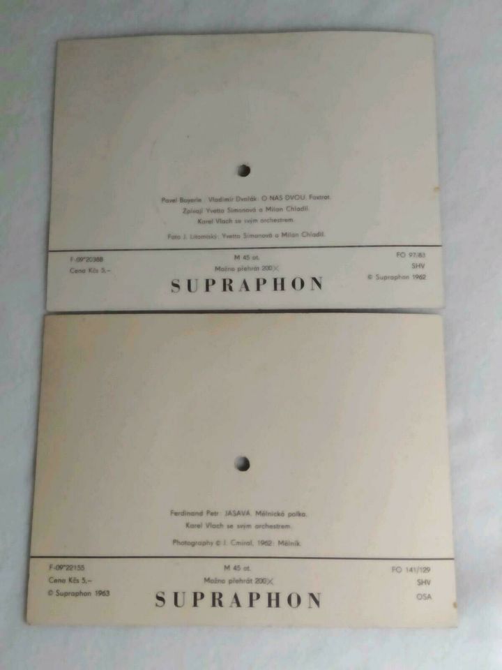 Postkarten-Schallplatten von 1962 und 1963, SUPRAPHON in Hohenwarsleben