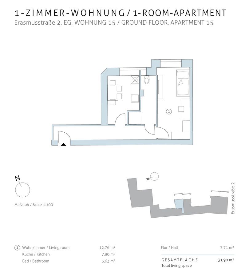 Charmante Kapitalanlage mit 1 Zimmer nahe Beusselstraße in Moabit in Berlin