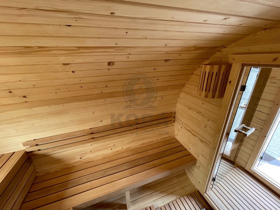 3/4 Fasssauna mit Vorraum | 4,0 m | Garten Sauna | Außensauna in Eichenzell