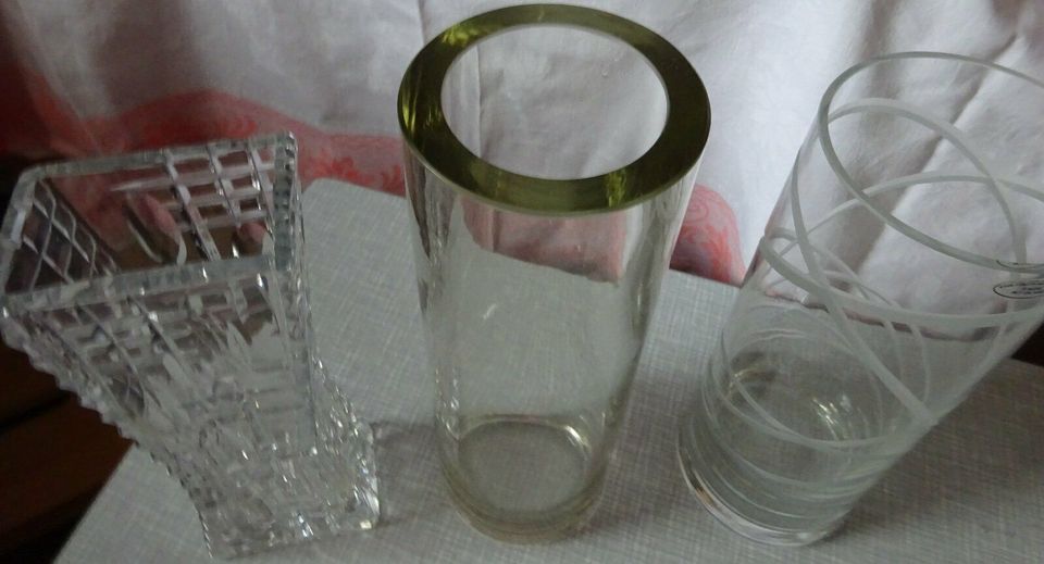 Glasvase rechteckig geschliffen, Vase geschliffen, Vase dickwandi in Neuhaus-Schierschnitz