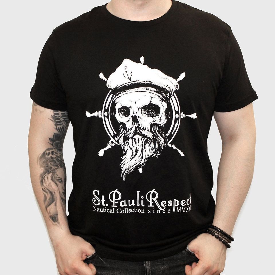 St. Pauli Respect T-Shirt, Größe S - 3 XL, Cäptn Skull in Hamburg