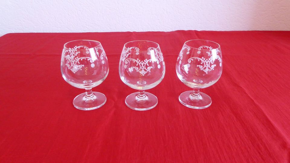 Glas Antik 3 St Whisky-Schwenker Emaille-Dekor zarte Whisky-Gläse in Flintbek