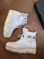Vic Matie Sneaker Boots Weiss Neu 41 High Top Schnalle Leder Ital Hessen - Rotenburg Vorschau