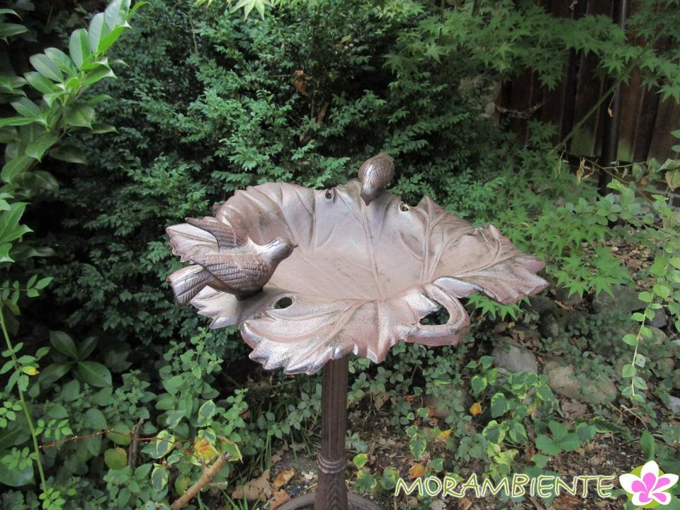 Vogeltränke  "Blatt mit Tauben" aus Gusseisen in Edewecht