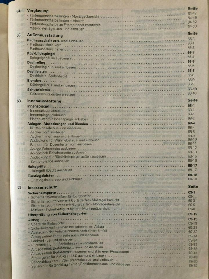 Reparaturleitfäden Passat B5/3b 97> 35i(VR5-V6-Turbo) "Karosserie in Wallmerod