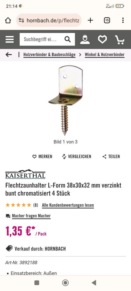 Flechtzaunhalter infos in den Bildern 1,30€ in Duisburg