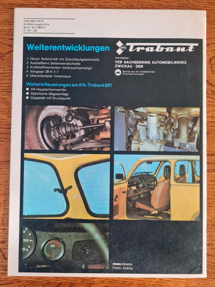 Trabant 1984 Zeitung KFT Top Bericht Weiterentwicklungen DDR IFA in Ravensburg