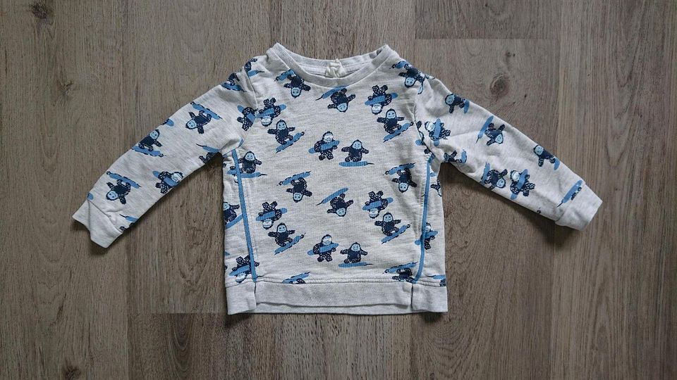 Pocopiano Pullover Sweatshirt Gr. 86/92, grau blau Yeti in Preußisch Oldendorf