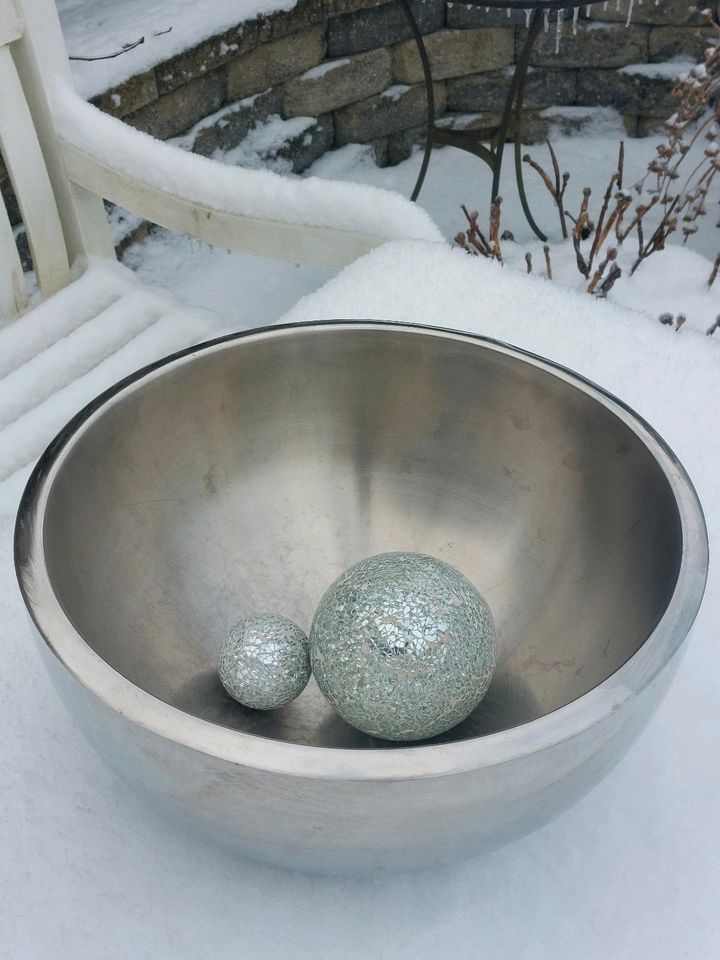 XXL Dekoschüssel Bowl Silber Metall Aluminium Tischdekoration in Rosbach (v d Höhe)