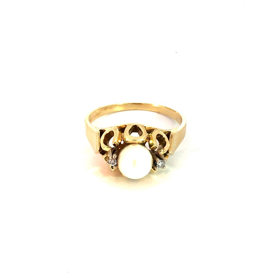 Ring Gelbgold 585 / 14 Karat mit Perle Gr. 56 Nr. 5235 in Peine