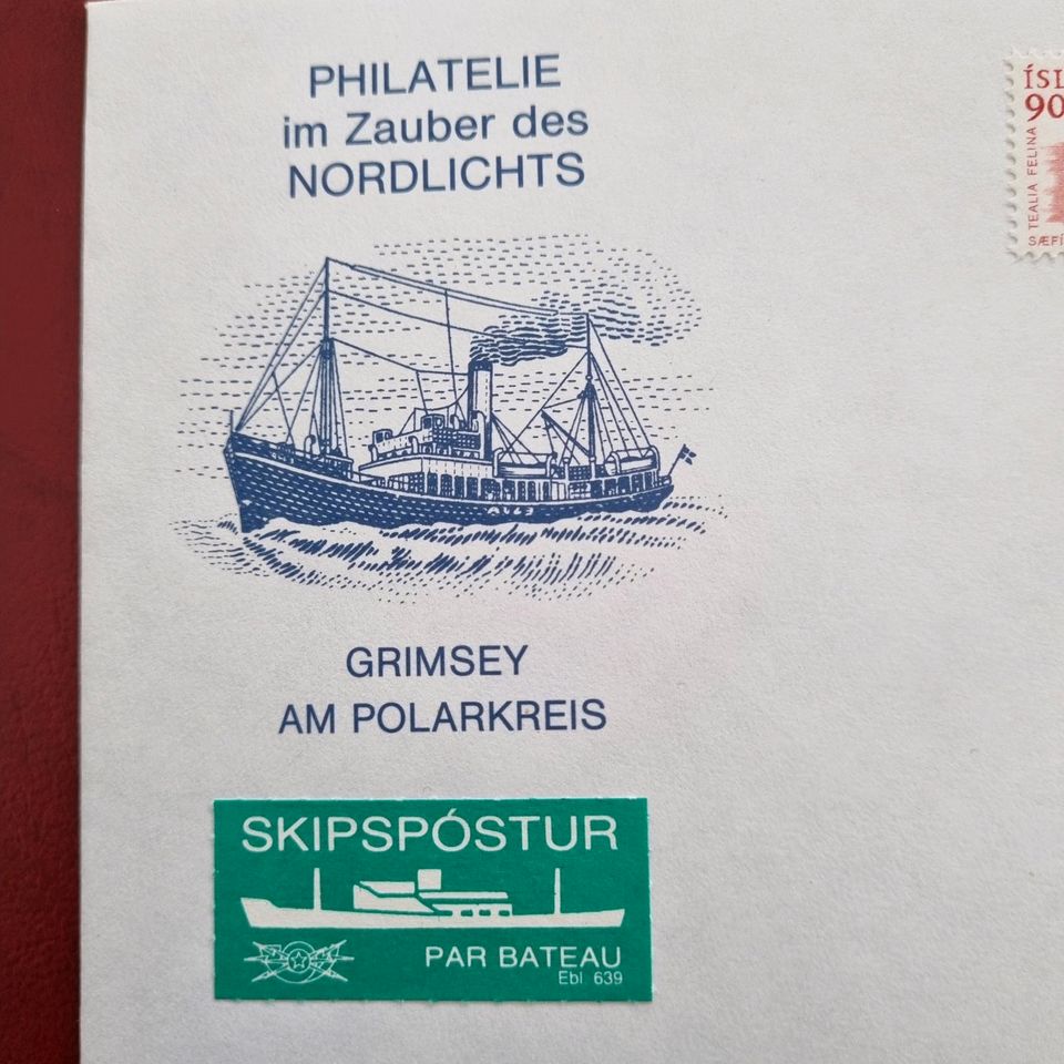 Island Briefmarke Grimsey Polarkreis Nordlicht #2514 in Aurich