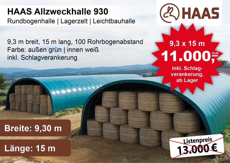 HAAS Allzweckhalle 9,3 mx 15 m – Rundbogenhalle *ANGEBOT* in Nümbrecht