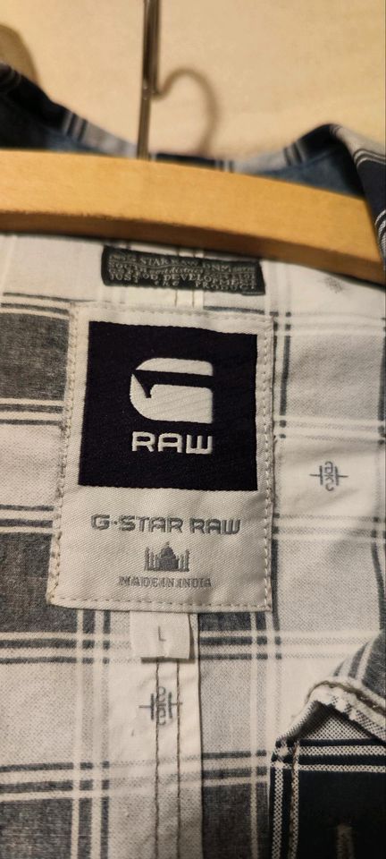 G-Star RAW Herren Hemd weiß kariert Gr. L in Beilrode