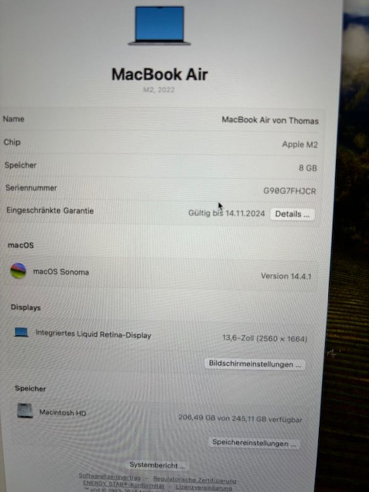MacBook Air 13" - M2 - Late 2023 - 265 GB - NEUWERTIG in Salzkotten