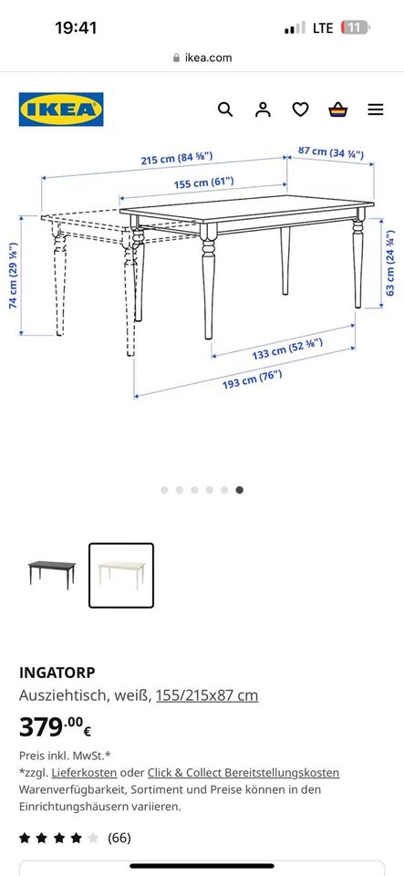 IKEA TISCH 155x215x87x74 in Hagen