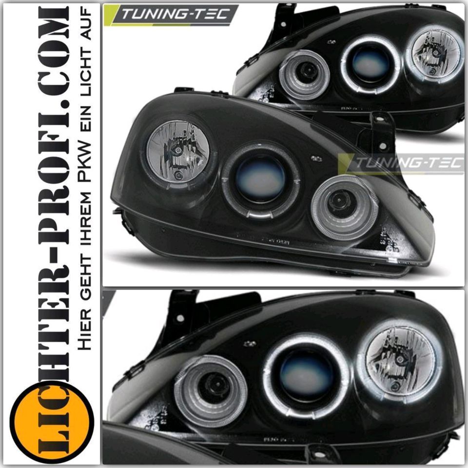 Scheinwerfer Angel Eyes für Opel Corsa C Bj. 00-06 Chrom, Corsa C, Opel, Scheinwerfer