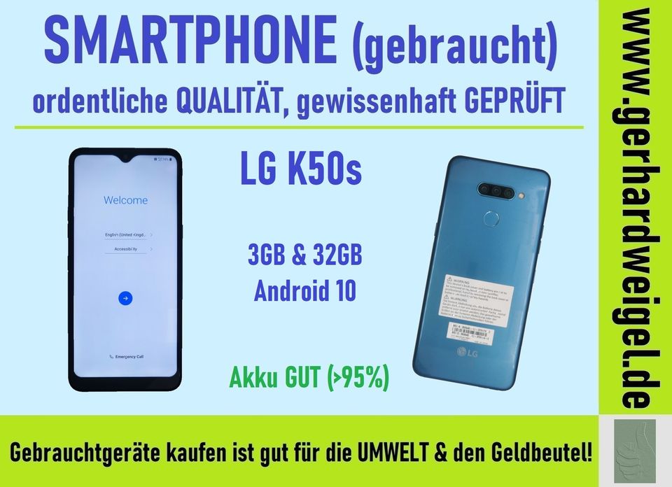 LG K50s, Blau, GEBRAUCHT, mit Kaufbeleg in Pommelsbrunn