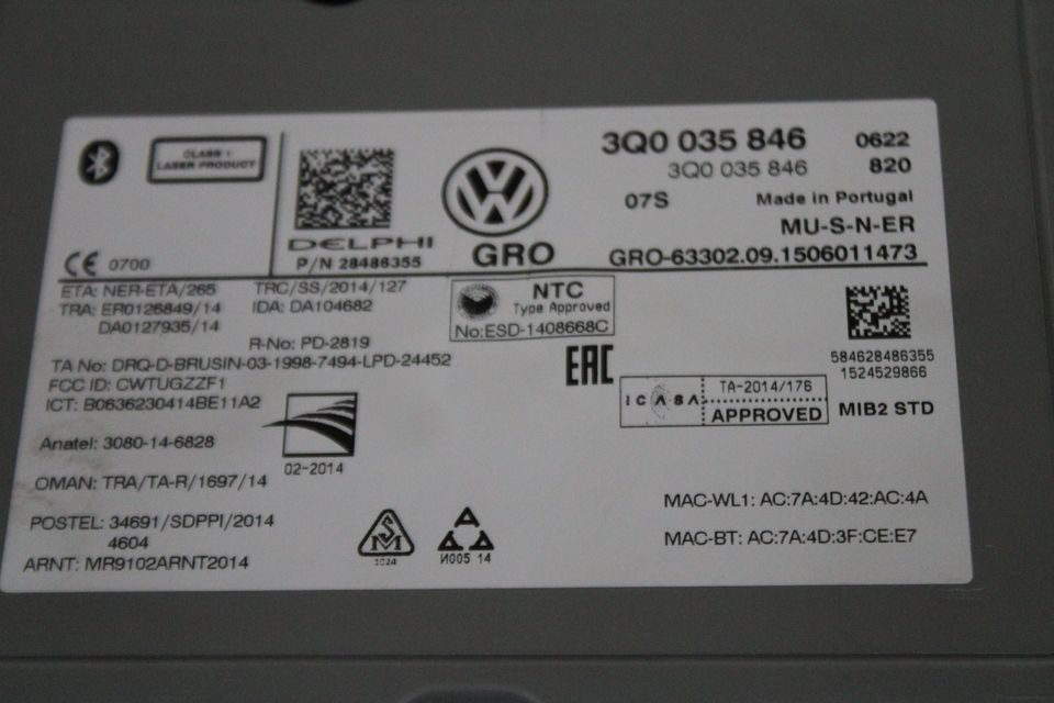 VW Discover Media Steuergerät MIB2 Infotaiment Unit 3Q0035846 in Gelsenkirchen