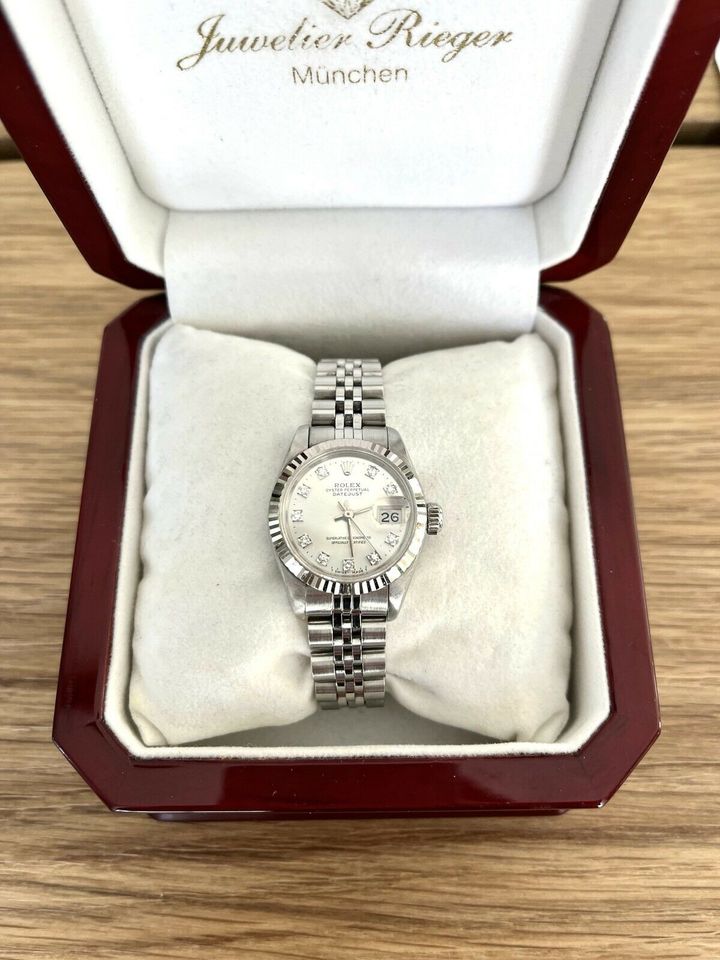 Original Rolex Lady Datejust 26 weißgold stahl Diamanten Uhr in Ingolstadt