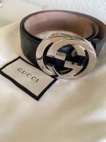 Gucci Gürtel Signatur GG schwarz Leder mit Prägung Hessen - Bad Vilbel Vorschau