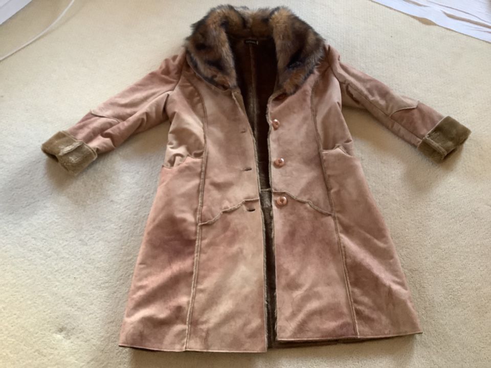 Spring Jacke Mantel hellbraun XXL 40 Wildlederoptik und teddy in Würzburg