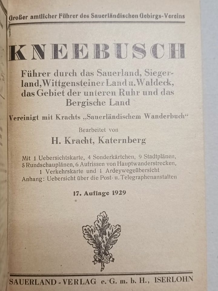 *selten* altes Buch Kneebusch "Sauerland-Führer" Ausgabe 1929 in Bad Wildungen