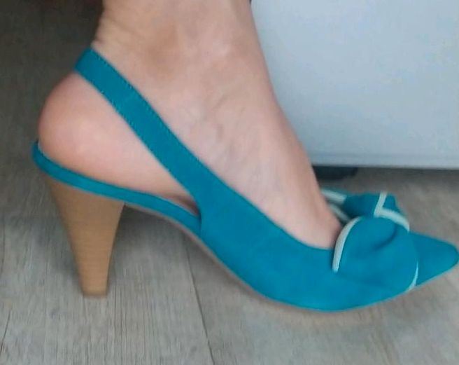 Sling pump high heels türkis blau echtes Leder 37,5 neu Gabor in Dresden