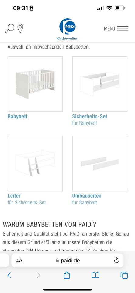 Kinderbett /Gitterbett von Paidi zum umbauen in Hamburg