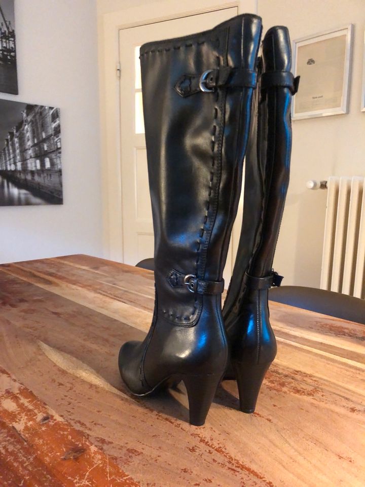 Lederstiefel, Stiefel, Stiefeletten, Gr.38, neu, Janet D, schwarz in Hamburg