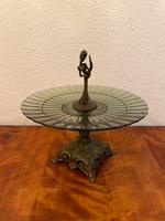 Tafelaufsatz Glas Metallguss patiniert musizierende Dame um 1920 Sachsen-Anhalt - Aschersleben Vorschau