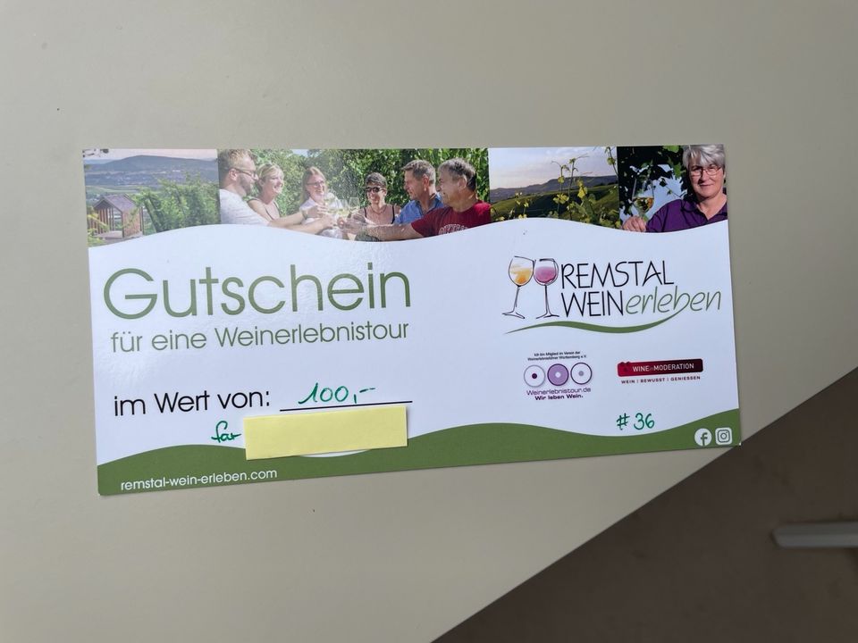 Gutschein Weinerlebnistour / Weinprobe 100€ in Stuttgart