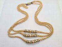 Halskette Vintage Retro Modeschmuck Beige Glitzerstein Baden-Württemberg - Freiburg im Breisgau Vorschau