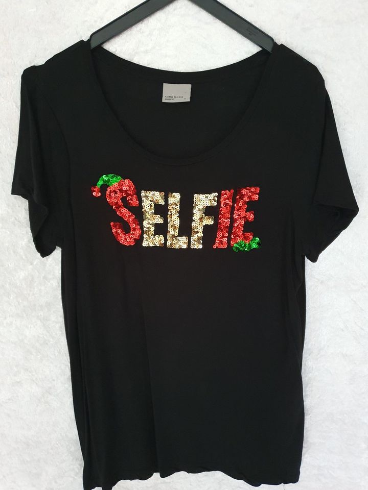 Vero Moda schwarzes T-Shirt „Selfie“ (Gr Xl) Kurzarm in Wuppertal