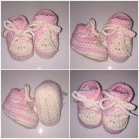 1 Paar Baby Sneaker gehäkelt Rosa/Weiß Hessen - Baunatal Vorschau